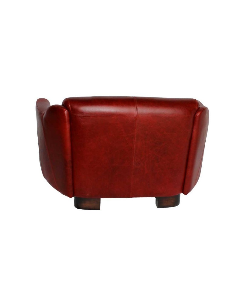 Canapé Club En Cuir Rouge Patiné - 2 Places / 3 Places - Design Vintage - Longueur 178 Cm