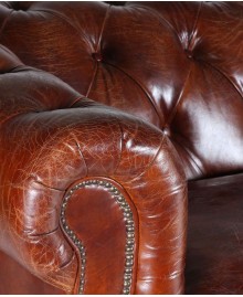 Canapé chesterfield FLEMING XL cuir marron vintage
