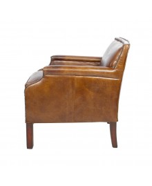 Fauteuil confortable WINSTON cuir marron vintage