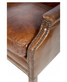 Fauteuil confortable WINSTON cuir marron vintage